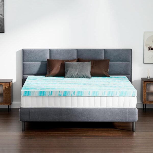 DUMOS 2 Inch Gel Memory Foam Mattress Topper Twin XL - Cooling, Breathable, Blue - Image 8