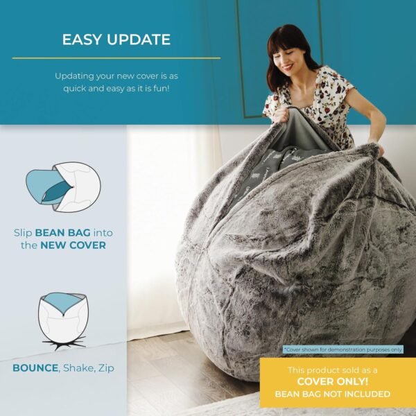 CordaRoy's Chenille Bean Bag Cover (Bean Bag Sold Separately) - Cover for Convertible Bean Bag Chair & Bed - Machine-Washable Chenille Fabric - for Basement, Living Room, Dorm - Full - Rainforest - Image 4