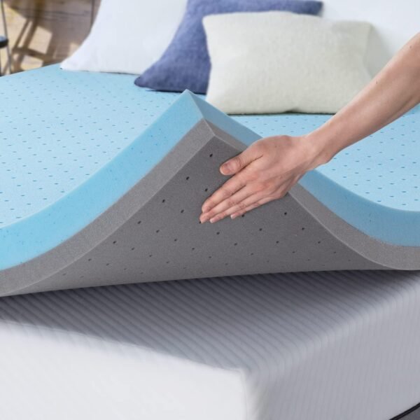 Maxzzz Full Mattress Topper,4 Inch Ventilated Design Memory Foam Queen Mattress Topper,Cooling Gel Infused Swirl Foam Pad for Pressure Relief Back Pain, CertiPUR-US Certified - Image 2