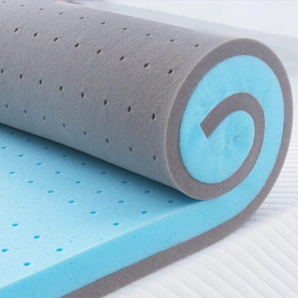 Maxzzz Full Mattress Topper,4 Inch Ventilated Design Memory Foam Queen Mattress Topper,Cooling Gel Infused Swirl Foam Pad for Pressure Relief Back Pain, CertiPUR-US Certified - Image 3