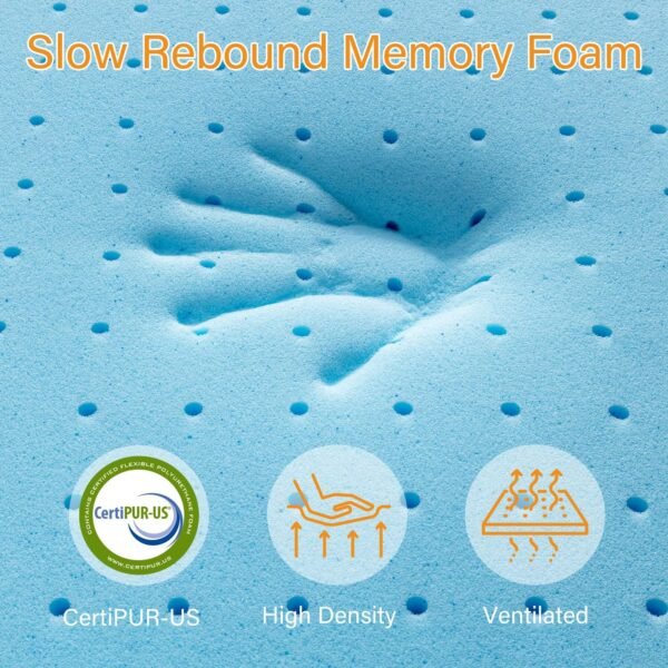 Maxzzz Full Mattress Topper,4 Inch Ventilated Design Memory Foam Queen Mattress Topper,Cooling Gel Infused Swirl Foam Pad for Pressure Relief Back Pain, CertiPUR-US Certified - Image 4
