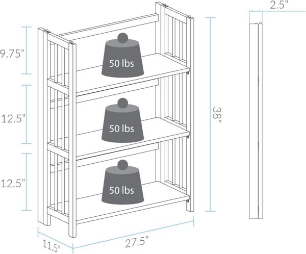 Casual Home 3-Shelf Folding Stackable Bookcase (27.5" Wide)-White - Image 3
