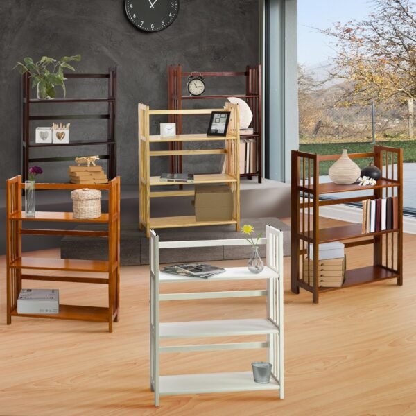 Casual Home 3-Shelf Folding Stackable Bookcase (27.5" Wide)-White - Image 8