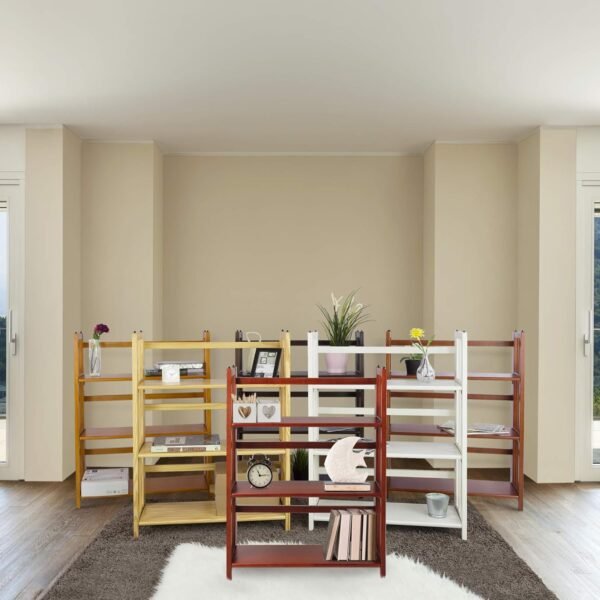 Casual Home 3-Shelf Folding Stackable Bookcase (27.5" Wide)-White - Image 9