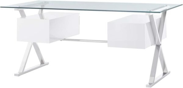 Modway EEI-6226-WHI Sector 71" Glass Top Glass Office Desk, White - Image 7