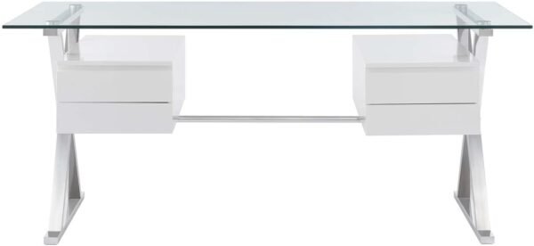 Modway EEI-6226-WHI Sector 71" Glass Top Glass Office Desk, White - Image 8