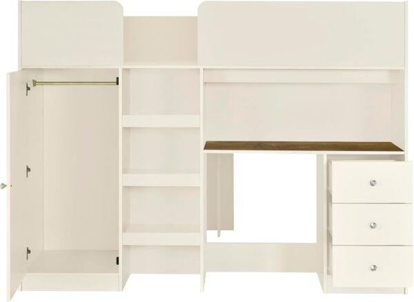 Full Size Loft Bed with Wardrobes and Desk,Wooden Frame with Storage Stairs and Cabinet Built-in 3 Drawers for Kids Adults Girls,Beige - Image 5