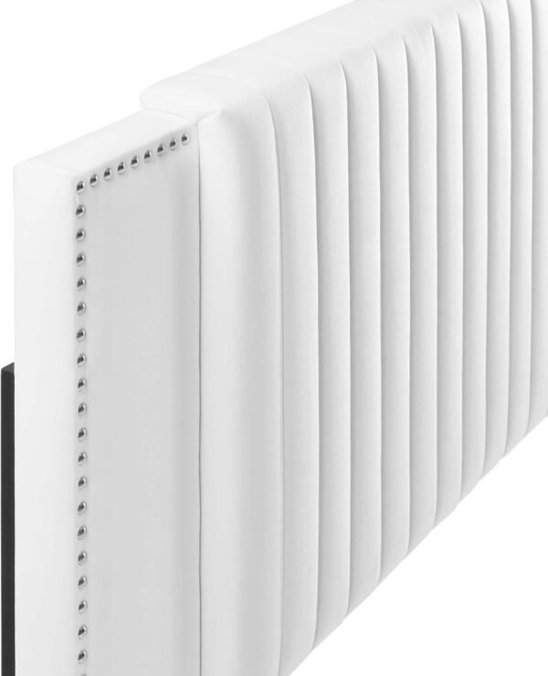 Modway MOD-6661-WHI Felicity Channel Tufted Performance Velvet Twin Headboard, White - Image 5