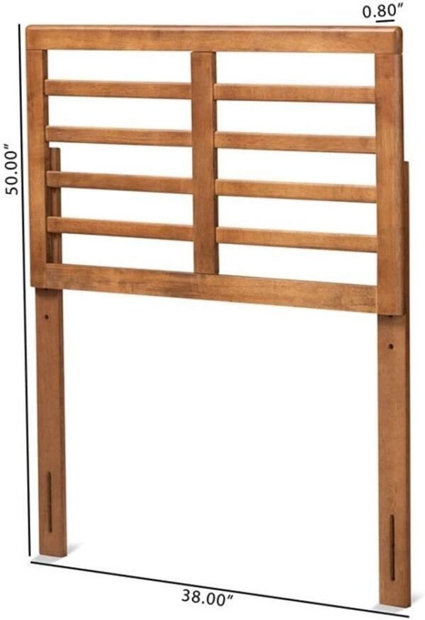 Baxton Studio Salome Mid-Century Modern Walnut Brown Finished Wood Twin Size Open Slat Headboard - Image 3