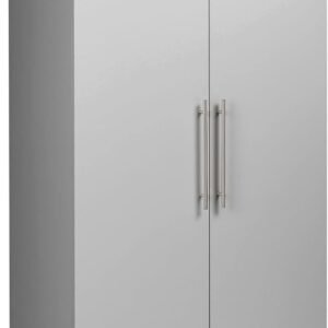 Prepac HangUps Large Storage Cabinet – Immaculate Light Gray 36″ Cabinet with Storage Shelves and Doors; Ideal for Bin and General Storage Solutions