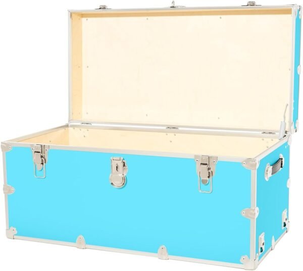 Rhino Trunk & Case Leather Embossed Vinyl XXL Trunk, College Chest, Home Storage, Dorm Seat, Lockable Student Footlocker, Strong Trunks, 1000+ Pounds Sitting Capacity 36"x18"x18" (Sky Blue) - Image 2