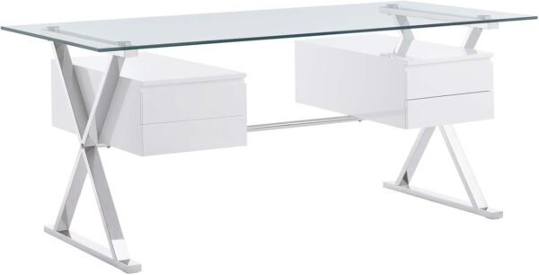 Modway EEI-6226-WHI Sector 71" Glass Top Glass Office Desk, White - Image 4