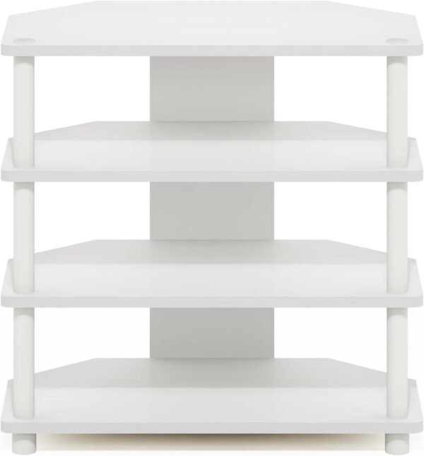 Furinno Econ Easy Assembly 4-Tier Petite TV Stand, White/White - Image 5