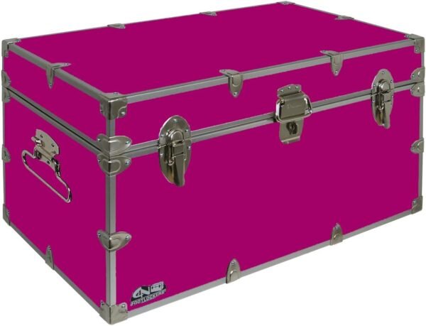 C&N Footlockers UnderGrad Storage Trunk - College Dorm Chest - Durable with Lid Stay - 32 x 18 x 16.5 Inches (Pomegranate)
