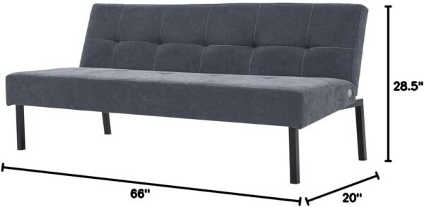 Panana Linen Upholstered Modern Convertible Folding Futon Sofa Bed with Metal Legs for Compact Living Space, Apartment, Dorm, Bonus Room, Gray - Image 2
