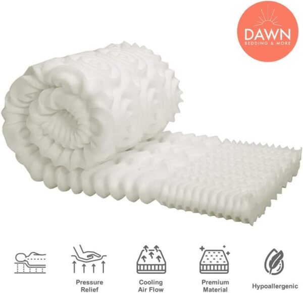 Dawn College Dorm Mattress Topper | Twin XL Egg Crate Foam | Supportive, Quality Sleep, Hypoallergenic, Cooling | Made in USA | CertiPUR - Image 2