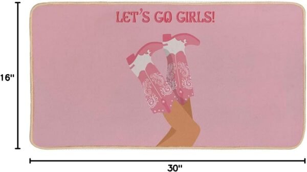 EXUQO Pink Preppy Cowgirl Boots Door Mat,Let's Go Girls,Trendy Floor Mats Indoor Entrance Western Welcome Mat Room Decor for Girls Room College Dorm Bedroom,30x16 Inch - Image 3