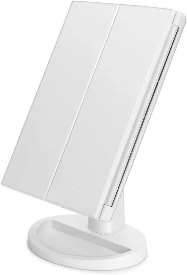 3 Folds Lighted Vanity Makeup Mirror,1X/2X/3X Magnification, 21 LED Light Bright Table Mirror with Touch Screen,180 Adjustable Rotation,Portable Travel Cosmetic Mirror - Image 5