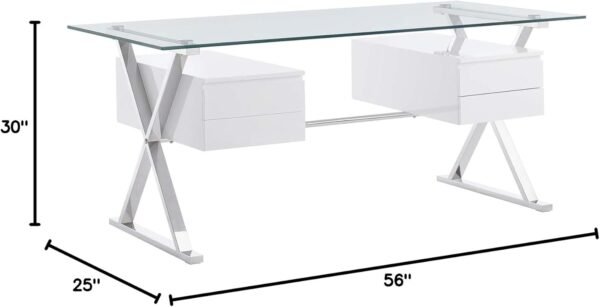Modway EEI-6226-WHI Sector 71" Glass Top Glass Office Desk, White - Image 3