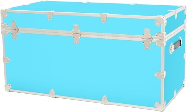 Rhino Trunk & Case Leather Embossed Vinyl XXL Trunk, College Chest, Home Storage, Dorm Seat, Lockable Student Footlocker, Strong Trunks, 1000+ Pounds Sitting Capacity 36"x18"x18" (Sky Blue) - Image 9