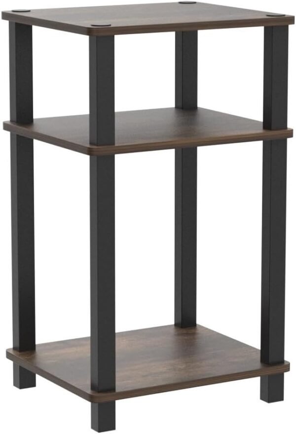 Furinno Simplistic End Side Night Stand/Bedside Table with Plastic Tubes, 1-Pack, 2-Tier Plastic Poles, Amber Pine/Black - Image 4