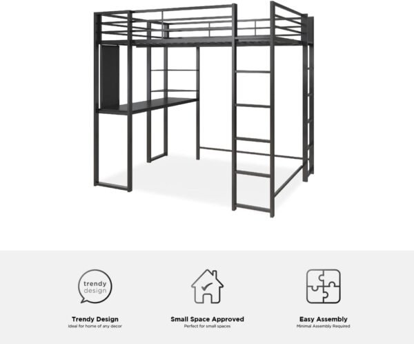 DHP Abode Full Size Metal Loft Bed, Black - Image 15