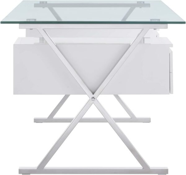 Modway EEI-6226-WHI Sector 71" Glass Top Glass Office Desk, White - Image 6
