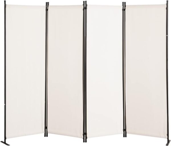 Room Dividers Folding Privacy Screens 4 Panel Partition Screen Steel Frame& Frabic Office Partition for Home Office Dorm Decor White - Image 5