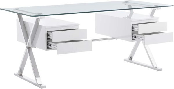 Modway EEI-6226-WHI Sector 71" Glass Top Glass Office Desk, White - Image 5