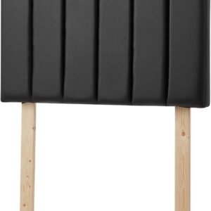 Tavira Allure® College Dorm Headboard with Legs – Bevel Panel – Faux Leather Black