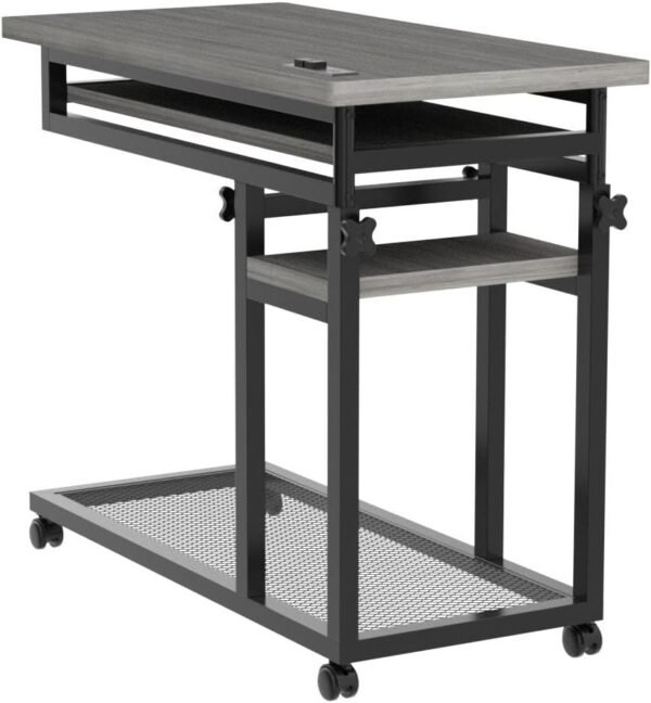 Tribesigns Small Portable Desk with Power Outlet, Height Adjustable Sofa Couch Bedside Laptop Table with Wheels, Mobile Standing Desk Rolling Computer Cart C Side Table with USB Ports - Image 5