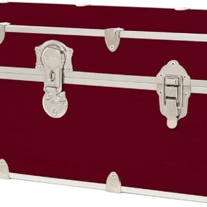 Rhino Trunk & Case Large Armor College Trunk with Removeable Wheels, Secure Dorm Storage Chest, Ideal Footlocker for Students, Strong Trunks 1000+ Pounds Sitting Capacity 32″x18″x14″ (Wine)
