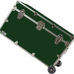 C&N Footlockers – XL Graduate Storage Trunk w/Wheels – Made in the USA – STEEL Footlocker for College Dorm Room & Summer Camp – 32 x 18 x 18.5 Inches (Dark Green)