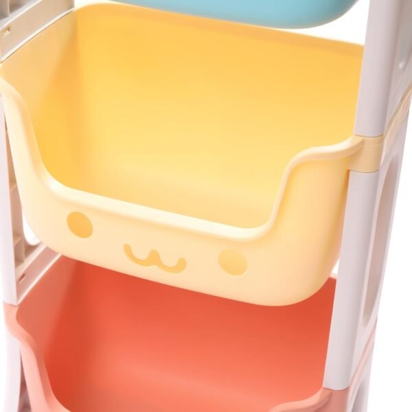 Storage Bins with Fixed Wheels, Three-Layer Toy Storage Cubes Box, Toy Organizer with 3 Toy Stacking Bins, Toy Box Container as Birthday Gift with U-Shaped Opening, Capacity22.04lbs - Image 7