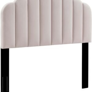 Modway Veronique Channel Tufted Performance Velvet Upholstered Twin Headboard in Pink