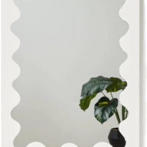 Dormify Medium Ripple Mirror | Stylish & Functional | 24″ x 18″ | White | Lightweight & Durable | Wood & Glass | Dorm Room Accent & Decor | Bedroom & Dorm Room Accent