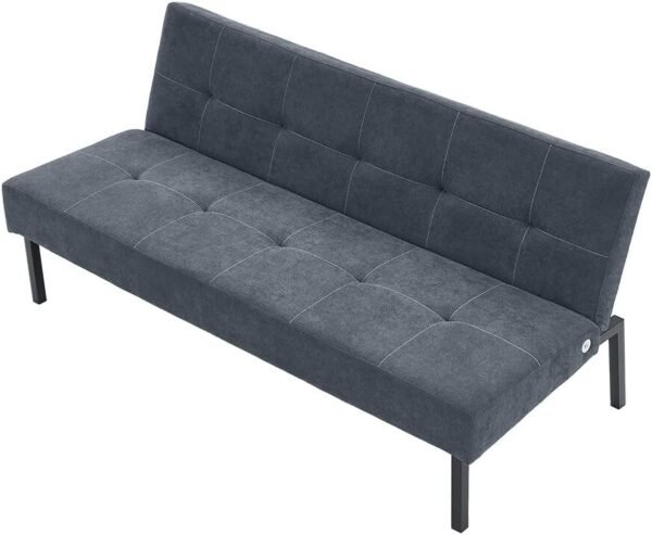 Panana Linen Upholstered Modern Convertible Folding Futon Sofa Bed with Metal Legs for Compact Living Space, Apartment, Dorm, Bonus Room, Gray - Image 10