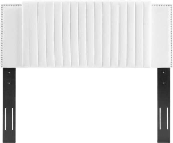 Modway MOD-6661-WHI Felicity Channel Tufted Performance Velvet Twin Headboard, White - Image 4