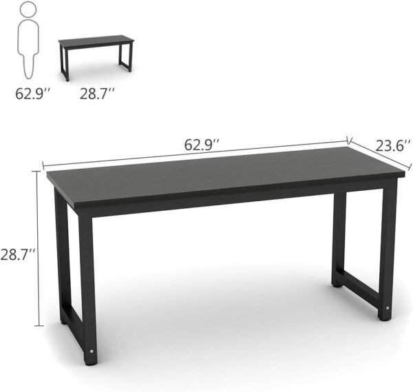 Tribesigns Modern Computer Desk, 63 inch Large Office Desk Computer Table Study Writing Desk Workstation for Home Office, Black Metal Frame - Image 3