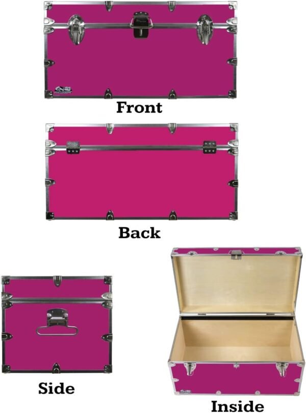 C&N Footlockers UnderGrad Storage Trunk - College Dorm Chest - Durable with Lid Stay - 32 x 18 x 16.5 Inches (Pomegranate) - Image 2