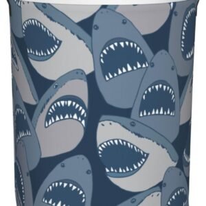 Sea Animal Sharks Round Laundry Hamper Storage Basket Toys Clothes Organizer Bin For Home Bathroom Bedroom Dorm Nursery, 38l