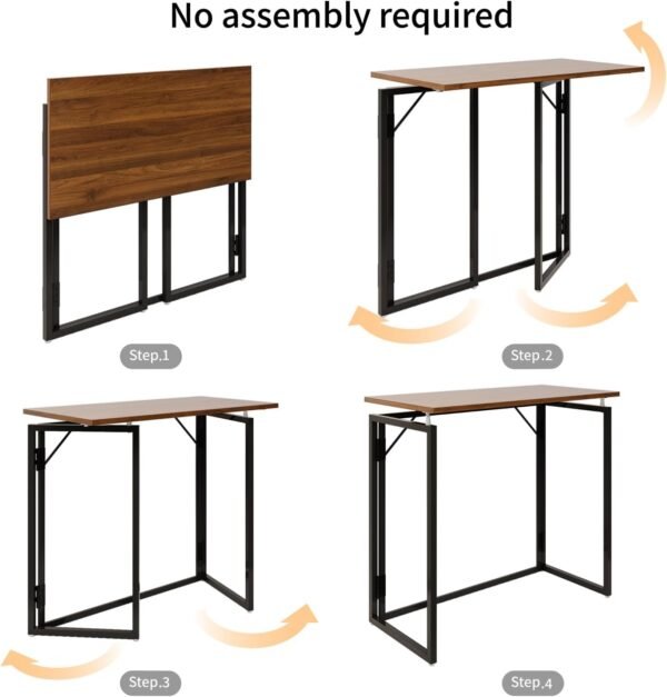 Folding Desk 40 Inch - Small Foldable Desk for Small Space Minimalist, Space Saving Collapsible Compact Desk Portable Table for Craft, Writing, Study and Work (No Assembly Required) - Image 7