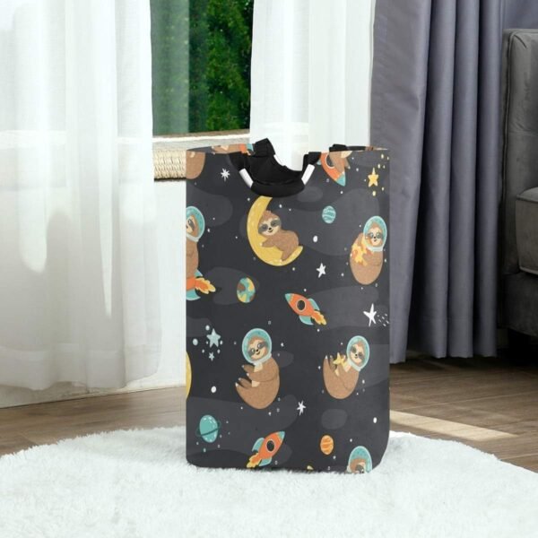 Qilmy Sloth Laundry Basket Collapsible Large Clothes Hamper Nursery Storage Bin with Handle for Bedroom, Bathroom, Dorm, Kids Room - Image 2