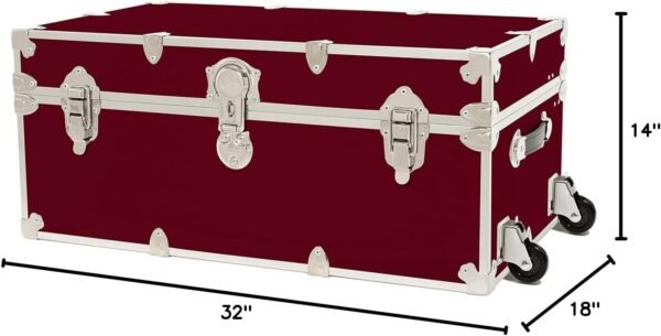 Rhino Trunk & Case Large Armor College Trunk with Removeable Wheels, Secure Dorm Storage Chest, Ideal Footlocker for Students, Strong Trunks 1000+ Pounds Sitting Capacity 32"x18"x14" (Wine) - Image 10