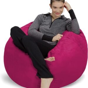 Sofa Sack Bean Bag Chair – Plush, Ultra Soft – Memory Foam Bean Bag Chair with Microsuede Cover – Stuffed Foam Filled Furniture and Accessories for Dorm Room 3 Feet – Hot Pink