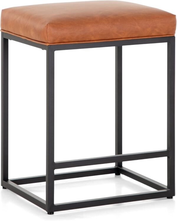 MAISON ARTS Counter Height Bar Stool for Kitchen Counter 24" Backless Industrial Stool Modern Upholstered Barstool Countertop Saddle Chair Island Stool,330 LBS Bear Capacity,1 Stool (24 Inch, Brown) - Image 3