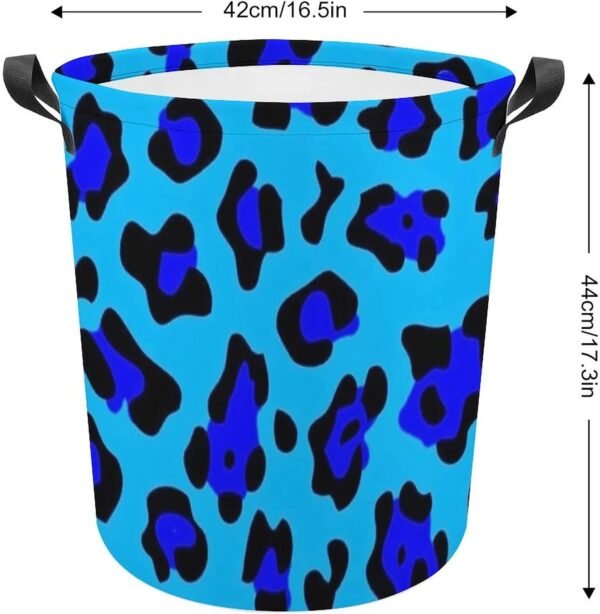 Laundry Hamper Storage Bins Collapsible Blue And Black Leopard Basket for Dirty Clothes Kids Nursery Decor Toys Organizer Bathroom Bedroom College Dorm - Image 2