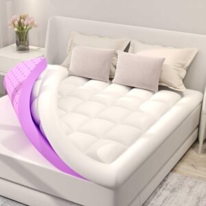 BDEUS Dual Layer 4 Inch Memory Foam Mattress Topper Twin XL Size for Dorm Room, 2 Inch Gel Memory Foam Plus 2 Inch Down Alternative Quilted Pillow Top Mattress Pad Cover,College Dorm Essentials,White