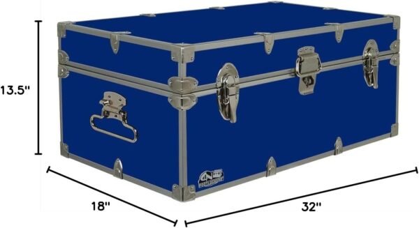 C&N Footlockers - Full-Size Happy Camper Trunk - #1 Summer Camp Trunk - Made in the USA - Steel Footlocker with Lid Stay - 32 x 18 x 13.5 Inches (Royal Blue) - Image 4