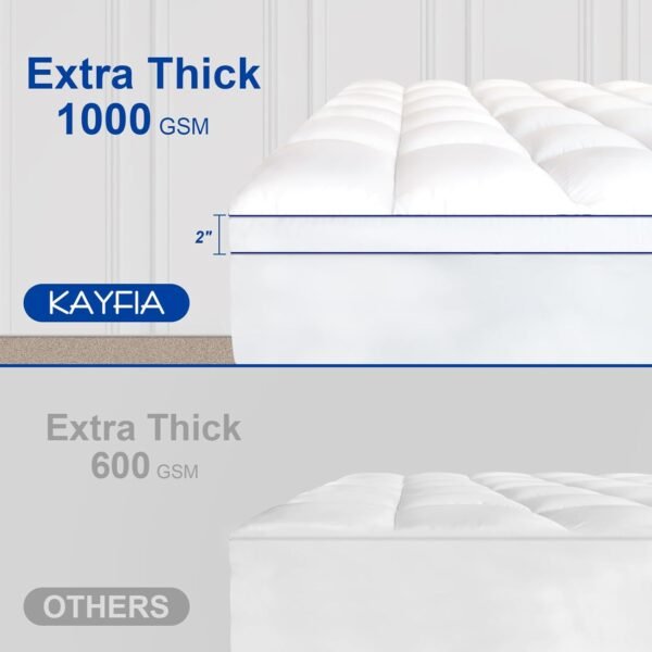 KAYFIA TwinXL Mattress Topper,Extra Thick Mattress Pad Cover for Deep Sleep,3D+7D Snow Down Alternative Fill Overfilled Plush Pillow Top Mattress with 8-23 Inch Deep Pocket-White - Image 2